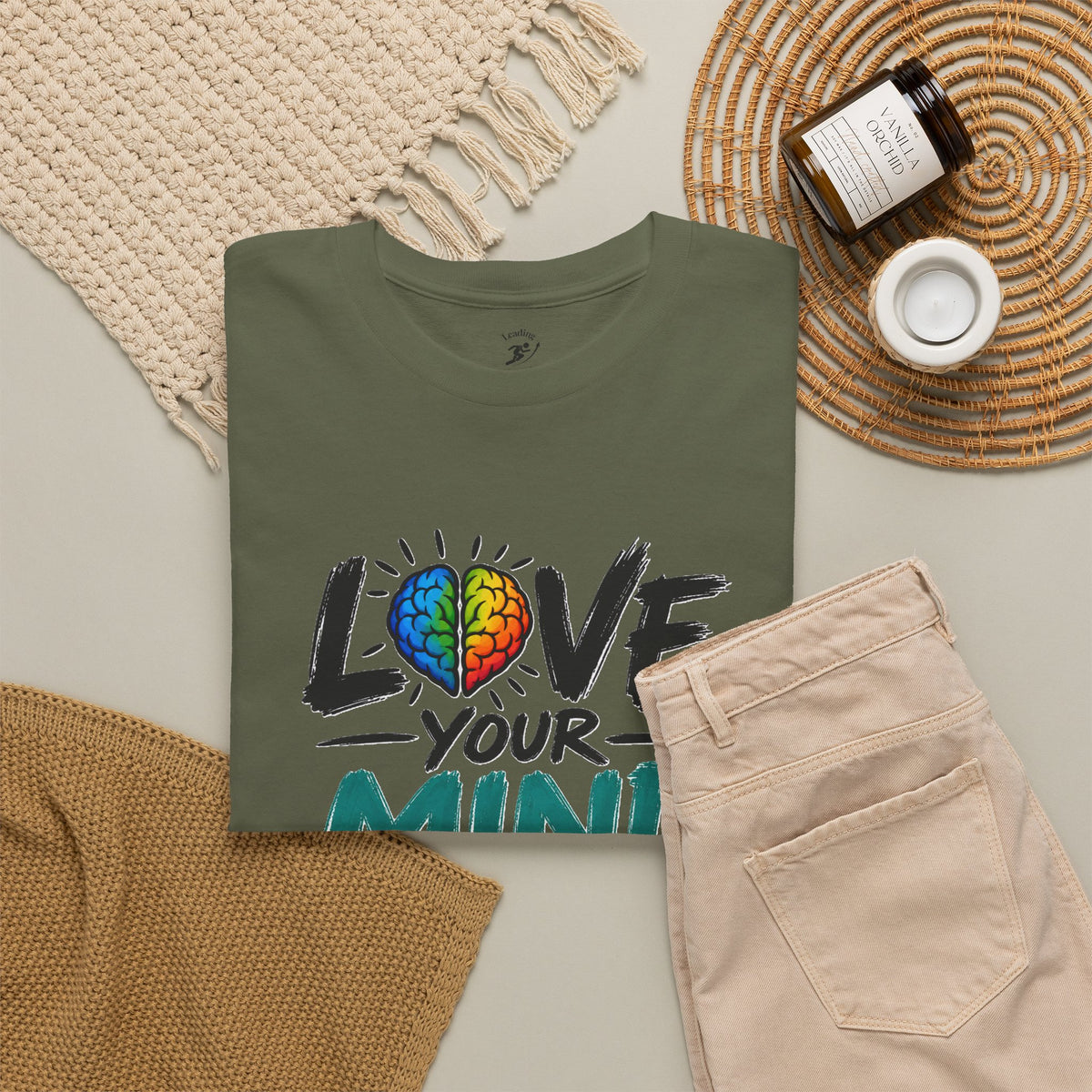 Love Your Mind T-Shirt — Mental Health Awareness Tee with Colorful Brain Design