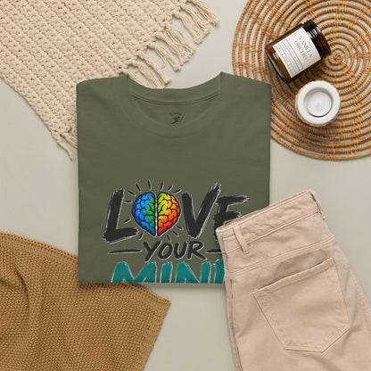 Love Your Mind T-Shirt — Mental Health Awareness Tee with Colorful Brain Design