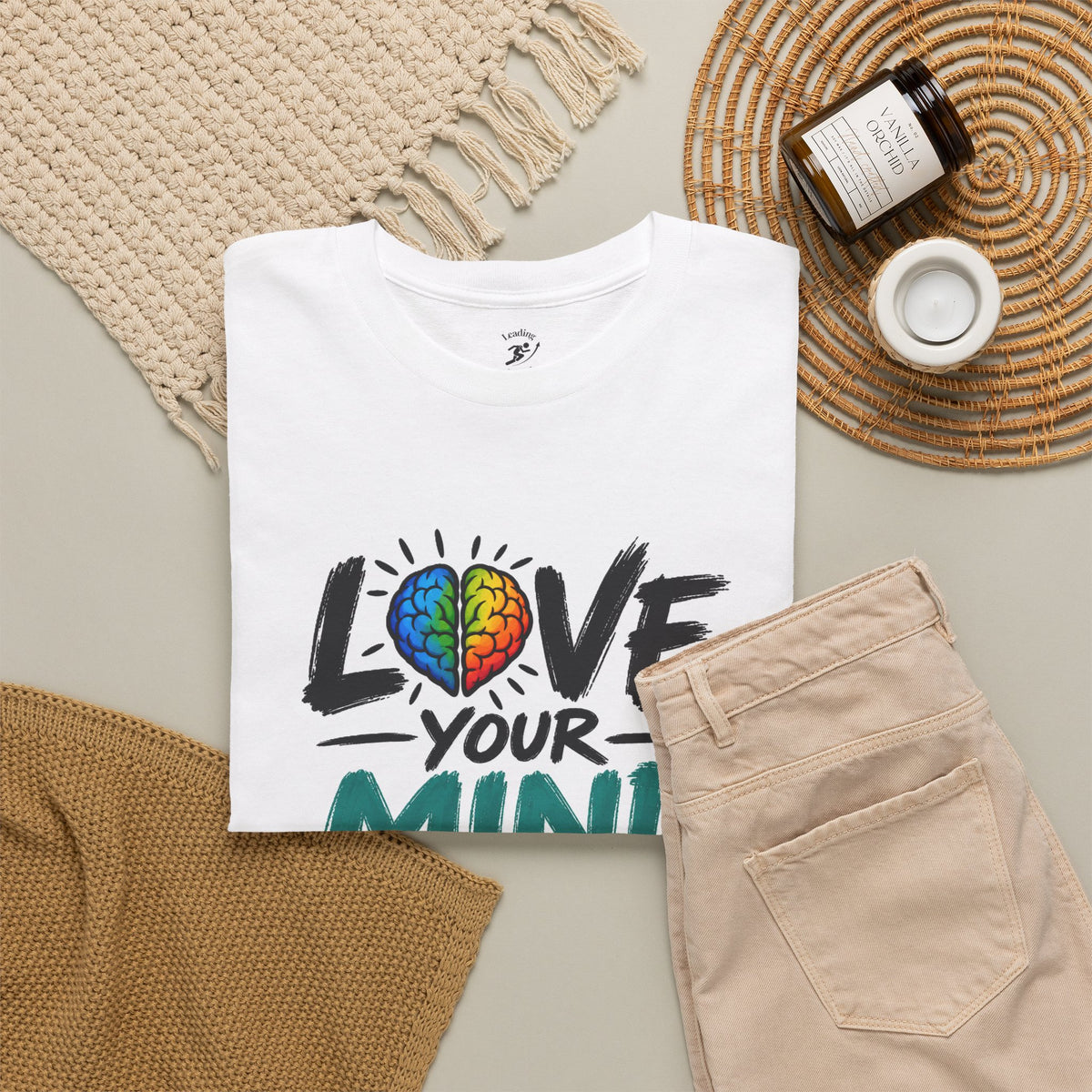 Love Your Mind T-Shirt — Mental Health Awareness Tee with Colorful Brain Design