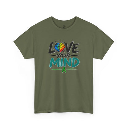 Love Your Mind T-Shirt — Mental Health Awareness Tee with Colorful Brain Design