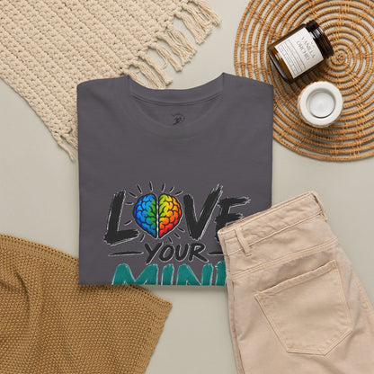 Love Your Mind T-Shirt — Mental Health Awareness Tee with Colorful Brain Design