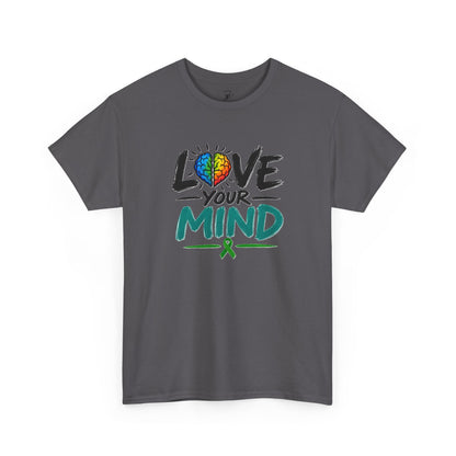 Love Your Mind T-Shirt — Mental Health Awareness Tee with Colorful Brain Design
